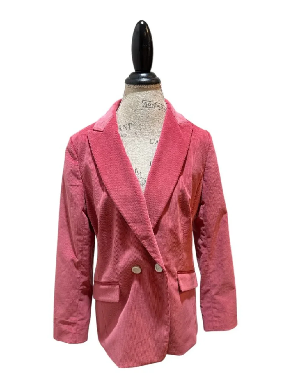 Talbots Sz 12 Dark Pink Corduroy Double Breasted Blazer Jacket NWOT - Never Worn